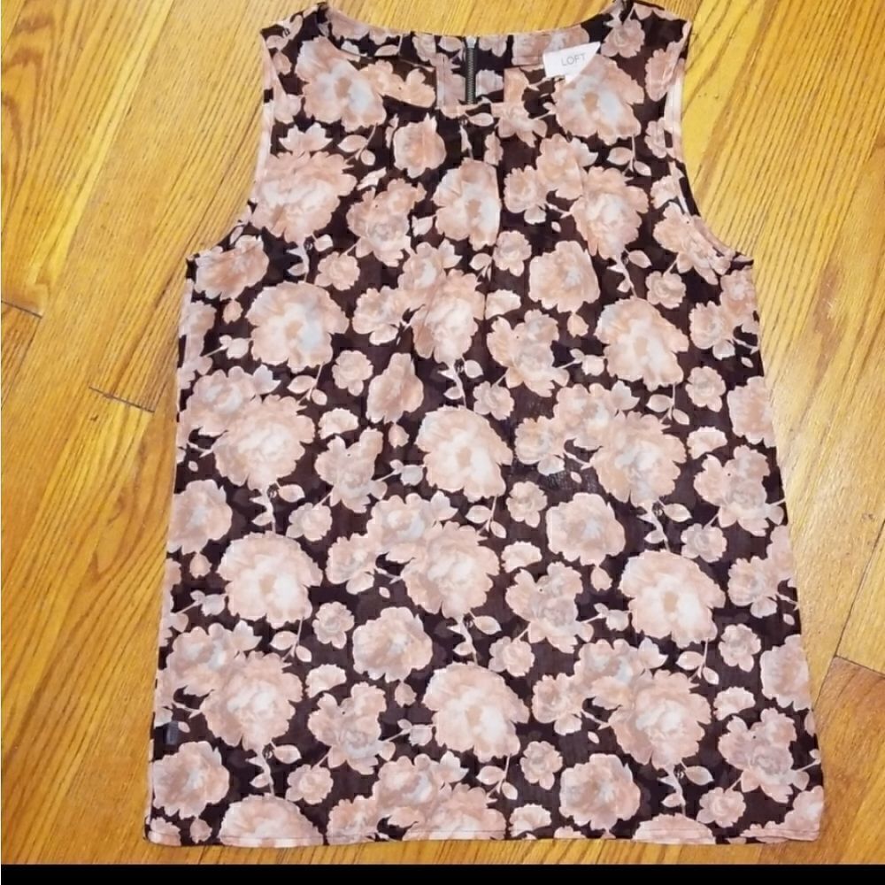 LOFT Rose Print Tank Top - Picture 2 of 4